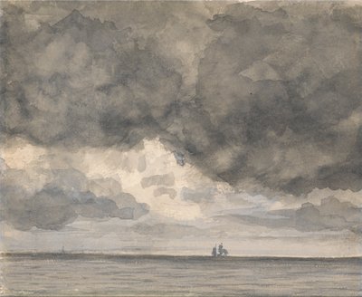 Meereslandschaft mit Schiff und überhängendem Himmel von Unbekannt Unbekannt